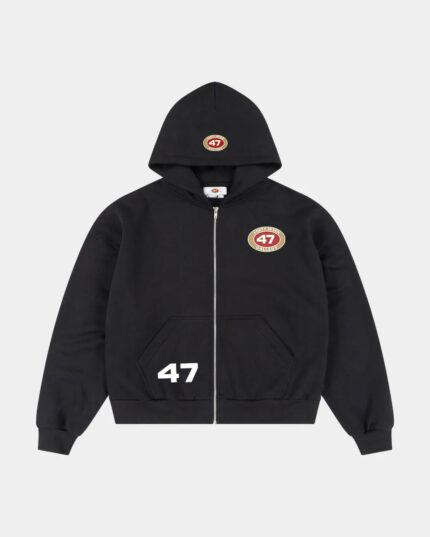 47 Gallery Everyday Boxy Zip Hoodie - Black