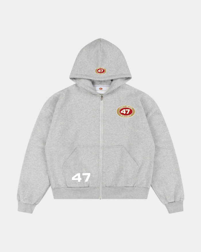 47 Gallery Everyday Boxy Zip Hoodie - Grey