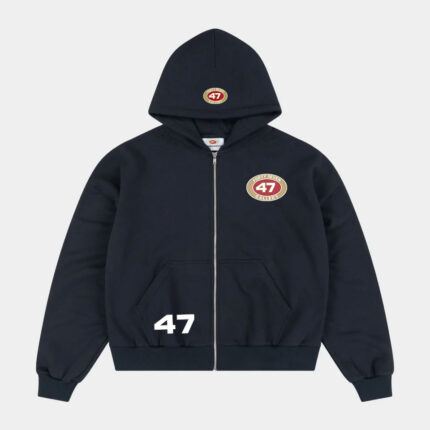 47 Gallery Everyday Boxy Zip Hoodie - Navy