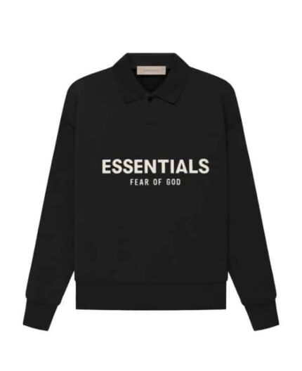 Fear of God Essentials Long Sleeve Polo Sweatshirt Black