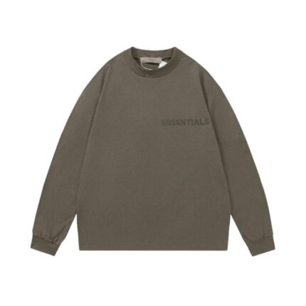 Essentials Casual Round Neck Brown Sweatshirt